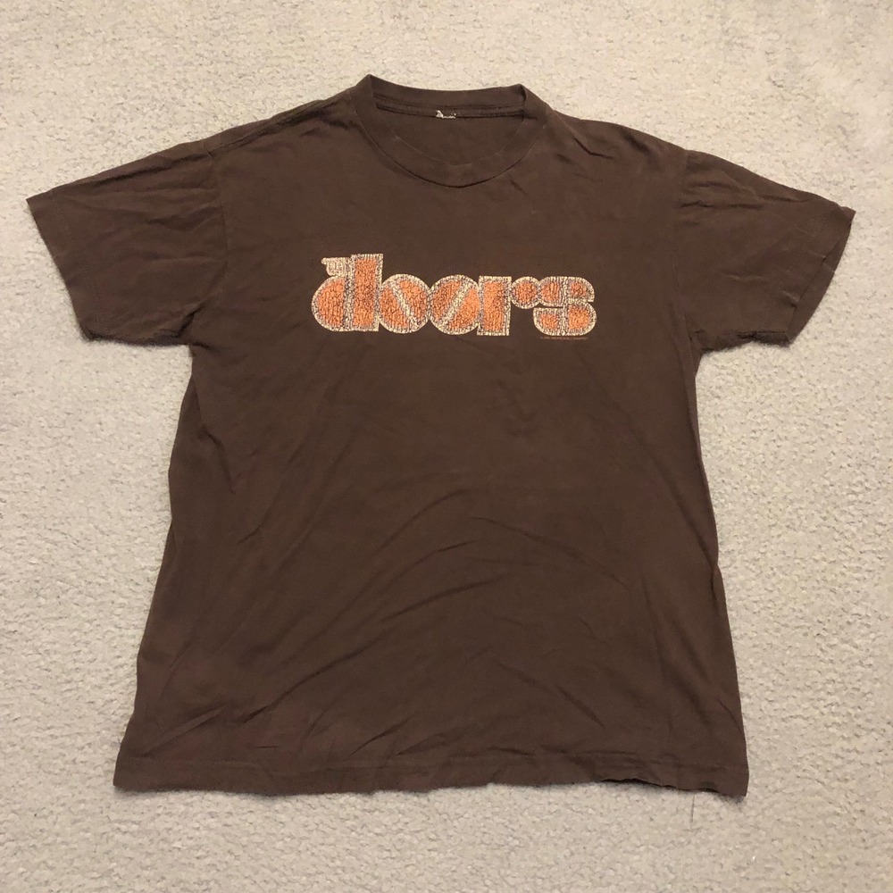 Vtg 2005 The Doors Band T-Shirt Brown Y2K Rock Graphic Tee Mens M